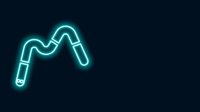 Glowing neon line Jelly worms candy icon isolated on black background. 4K Video motion graphic animation