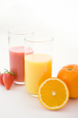 orange juice and strawberry juice