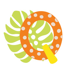 Orange vector bright Letter isolated Capital Q 