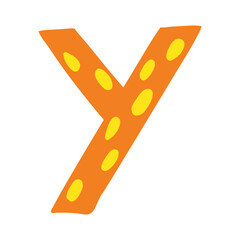 Orange vector bright Letter isolated Capital Y 