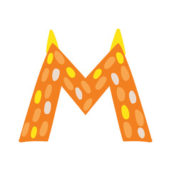 Orange vector bright Letter isolated Capital M