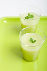 melon juice on a tray