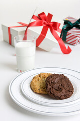 Fototapeta na wymiar cookie and milk with gift box