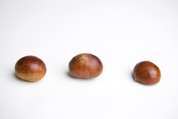 chestnuts on white background