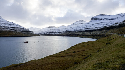 Obraz premium Landscape in early winter, Faroe Islands