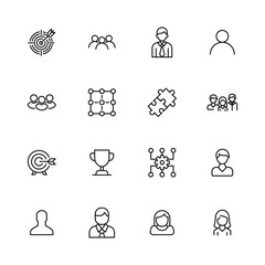 Simple set of leadership icons in trendy line style.