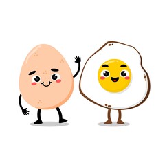 character illustration of an egg and sunny side up in a cute style