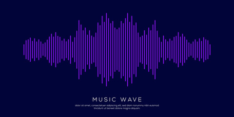 Modern sound wave equalizer. Vector illustration on dark background