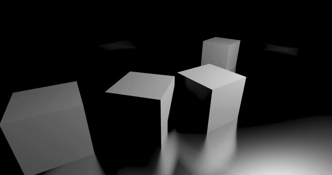 3d render of a cube falling and collide with each other