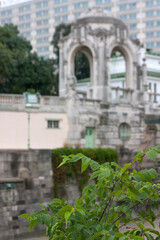 Fototapeta premium Volksgarten o Parque del Pueblo en la ciudad de Viena, pais de Austria, rio Danubio, plantas y arboles