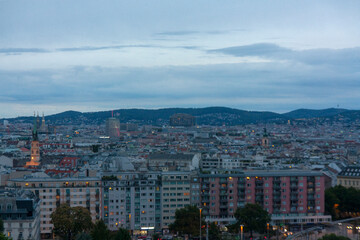 Skyline, panoramica o vista de la ciudad de Viena, pais de Austria, desde la noria del Prater
