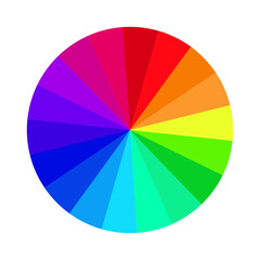 Obraz premium Vector image of a color wheel. Chromatic round bright palette. Rainbow shades of different colors. Stock image. EPS 10.