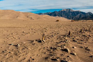 Dry Medano Creek  With Mt. Herard and the Dune Field of Great Sand Dunes National Park, Colorado, USA