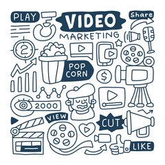 Doodle collection set of video marketing element. Can use for website, graphic info etc