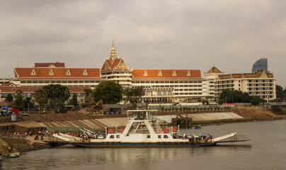 Hotel Cambodiana and Ferry in Phnom Penh, Cambodia