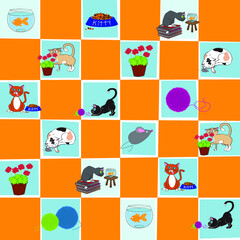 Colorful Cats Playing 