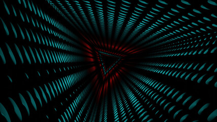 3D illustration graphic of the abstract dark blue color tunnel in space. Energy force fields Tunnel in outer space.
