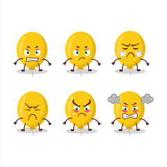 Yellow balloon cartoon character with various angry expressions
