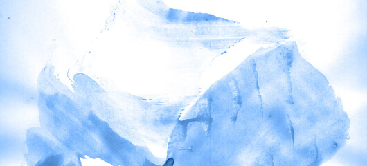 Fototapeta na wymiar Abstract watercolor background hand-drawn on paper. Volumetric smoke elements. Blue color. For design, web, card, text, decoration, surfaces.