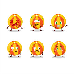 Yellow beach ball cartoon character with nope expression