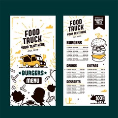 Hand drawn food truck menu template - obrazy, fototapety, plakaty