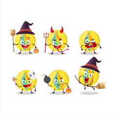 Halloween expression emoticons with cartoon character of yellow marbles