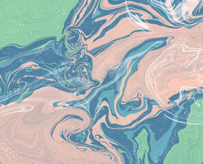Ocean Mable Abstract Painting Liquid marbling paint background. Fluid painting, abstract texture. Colorful mix of acrylic vibrant colors. Great for printing, background, wallpaper, etc.