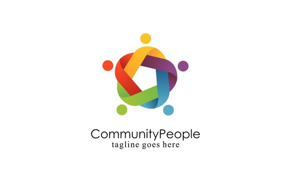 People, community, creative hub, social connection icon and logo