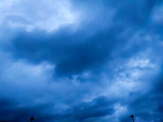 Naklejka na ściany i meble Cloudy sky background, Cloudy sky before rain come, blue background.