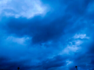 Naklejka na ściany i meble Cloudy sky background, Cloudy sky before rain come, blue background.