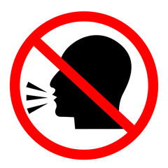 do not talk icon on white background. No talking sign. do not speak symbol. Keep quiet. flat style.