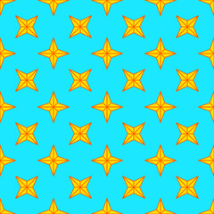 Abstract seamless pattern with four-pointed stars on color background. Simple design for wallpapers, fabrics, gift wrapping papers, textiles, web design. Vector illustration.