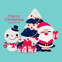 Merry Christmas and Happy New Year Greeting card.