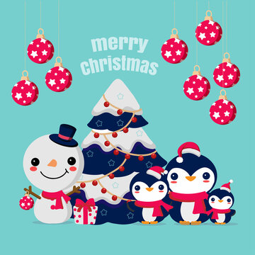 Merry Christmas and Happy New Year Greeting card.