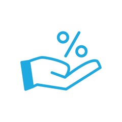 Hand And Percentage Flat Icon Vector Logo Template