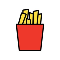 French Fries Flat Icon Vector Logo Template Illustration