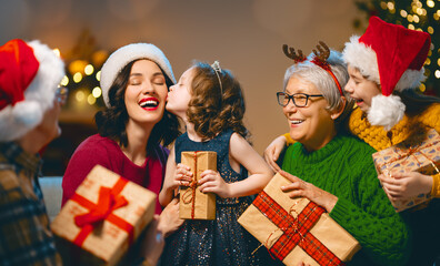 family celebrating Christmas