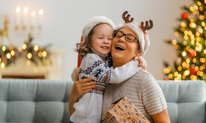 family celebrating Christmas