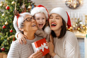 family celebrating Christmas