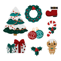 Christmas holiday cute elements set.