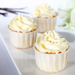 cupcake with cream and icing