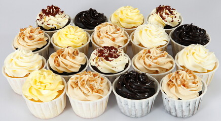 cupcakes with cream and chocolate