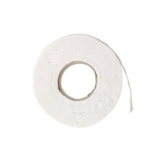 Clean white toilet paper against a white background