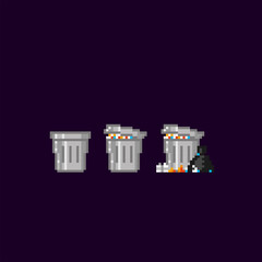 Trash can, urn. Pixel art icon set. Element design for logo, stickers, web, embroidery and mobile app. Isolated vector illustration. 8-bit sprite.