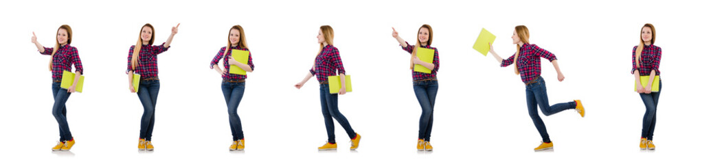 Young student isolated on white