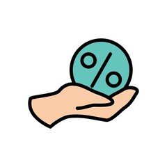 Hand And Percentage Flat Icon Vector Logo Template