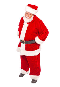 An angry Santa Claus isolated on white background.