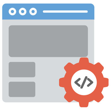 
Html source code of a web page with gear wheel sign, web development 
