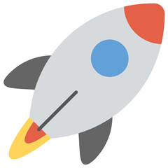 
A cartoon rocket flat design icon 
