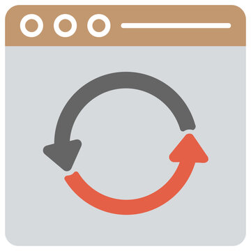 
Web page with reloading arrows, concept of web development 
